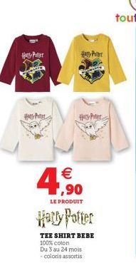 Harry Potter  HA  Harry Potter  Haty Per  ,90  LE PRODUIT  Harry Potter  TEE SHIRT BEBE  100% coton Du 3 au 24 mois -coloris assortis 