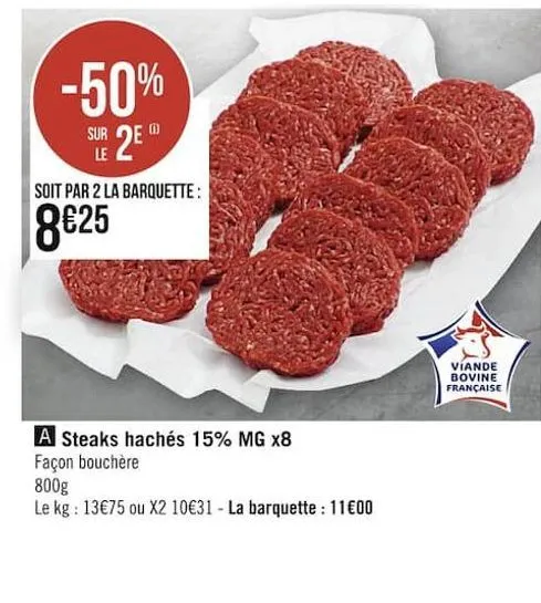 steak haché 15% mg x8