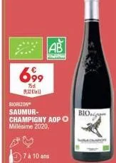 69⁹9  7d 8:32cla  biorizon  saumur-champigny aop o millésime 2020.  ab  pronge  7 à 10 ans  bio 