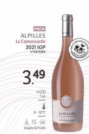 PACA  ALPILLES  La Camensarde  2021 IGP n°5613383  3.49  8-10°C  Souple & Fru  ALPILLES  Ride  
