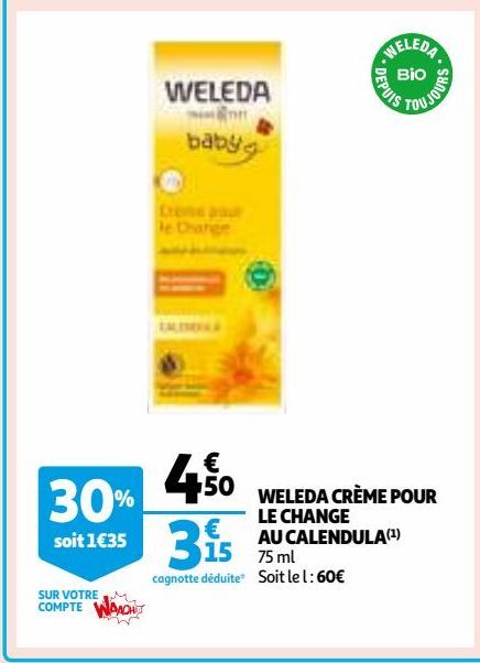 WELEDA CRÈME POUR LE CHANGE AU CALENDULA