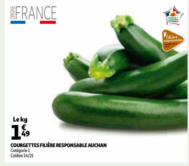 COURGETTES FILIÈRE RESPONSABLE AUCHAN