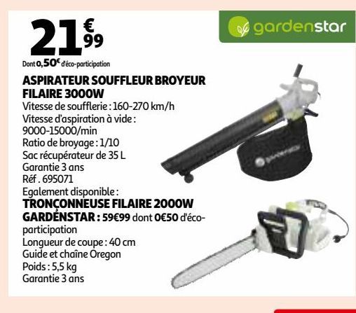 ASPIRATEUR SOUFFLEUR BROYEUR FILAIRE 3000W