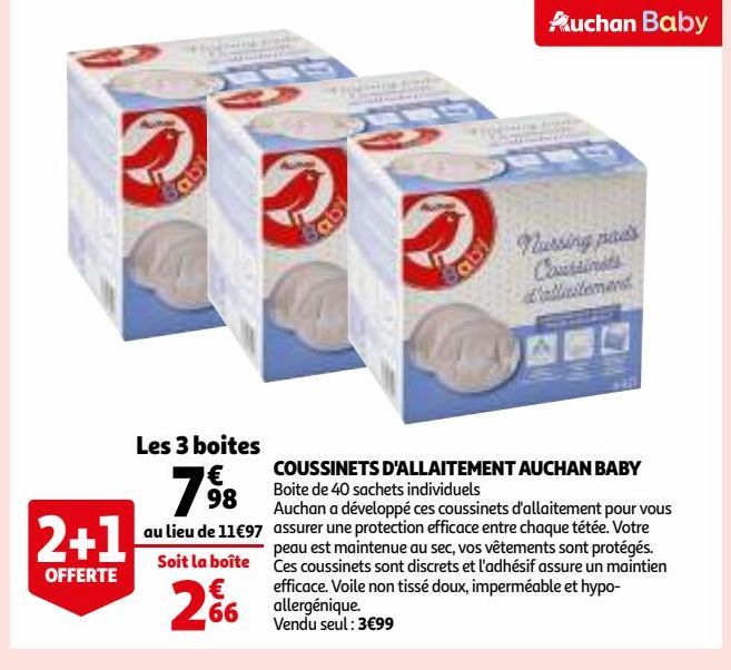 COUSSINETS D'ALLAITEMENT AUCHAN BABY