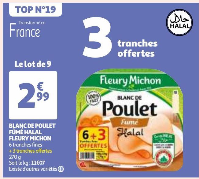 BLANC DE POULET FÛMÉ HALAL FLEURY MICHON