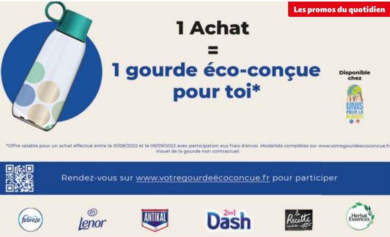 1 Achat=1 gourde éco-conçue pour toi