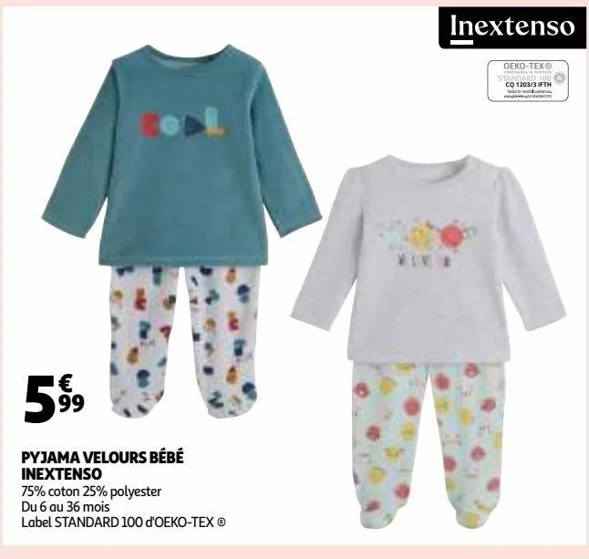 pyjama velours bébé inextenso
