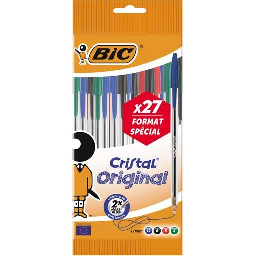 27 STYLOS BILLE CRISTAL BIC