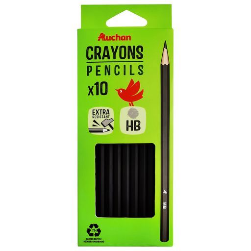 10 CRAYONS GRAPHITE AUCHAN