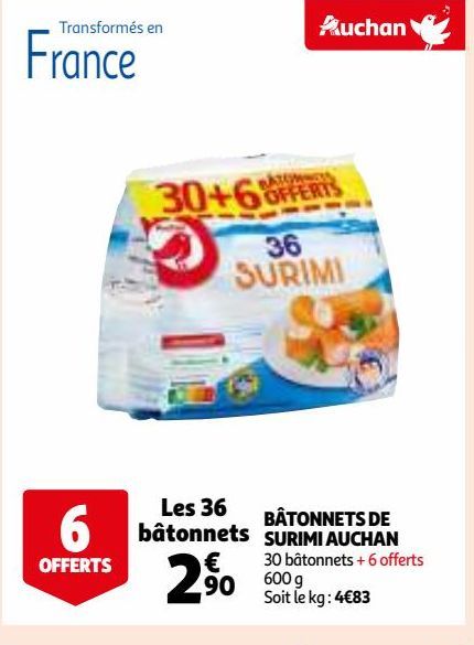 BÂTONNETS DE SURIMI AUCHAN