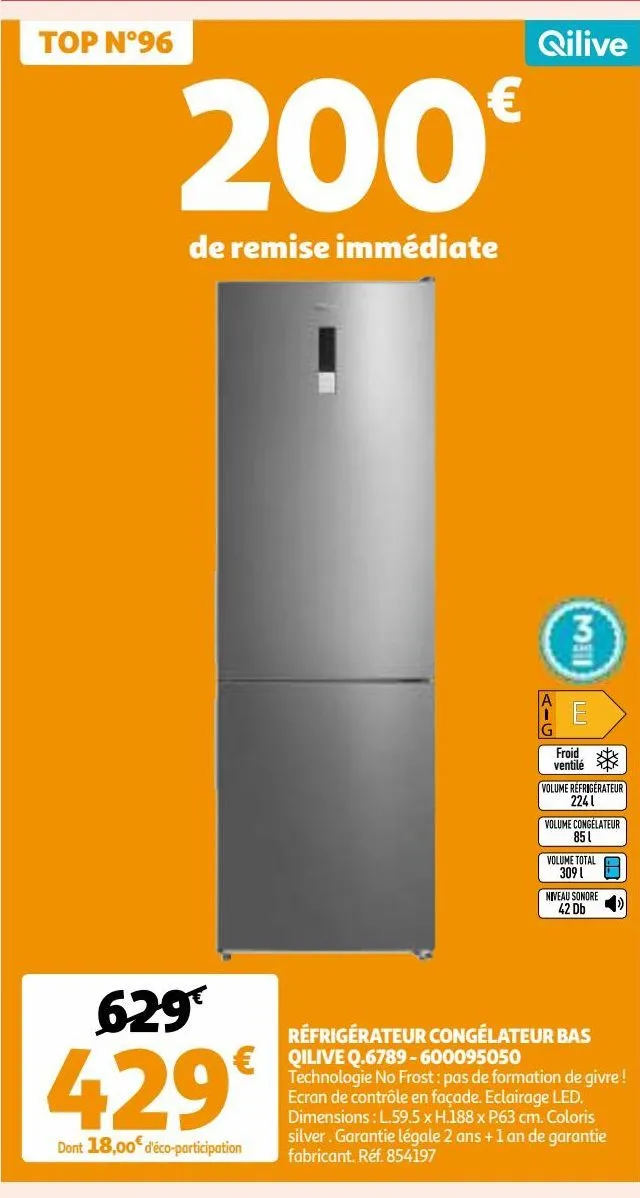 réfrigérateur congélateur bas qilive q.6789 - 600095050 