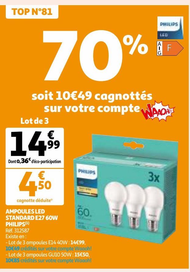 AMPOULES LED STANDARD E27 60W PHILIPS