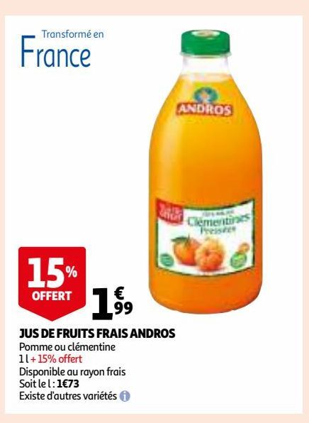  JUS DE FRUITS FRAIS ANDROS 