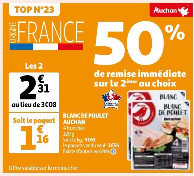 BLANC DE POULET AUCHAN 