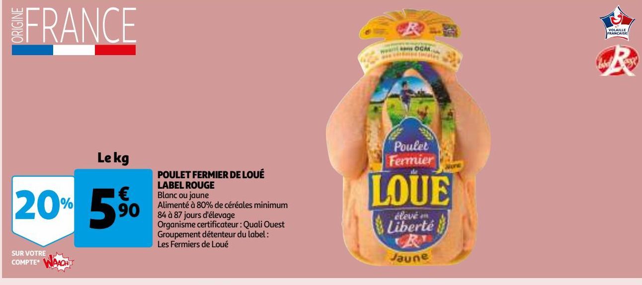 POULET FERMIER DE LOUÉ LABEL ROUGE 