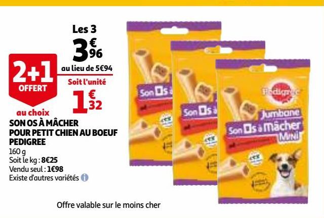  SON OS À MÂCHER POUR PETIT CHIEN AU BOEUF PEDIGREE 