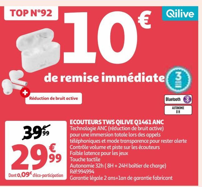 ECOUTEURS TWS QILIVE Q1461 ANC 