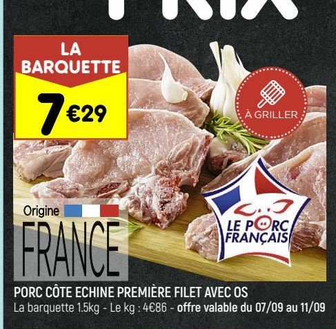 porc côtes echine première filet avec os 