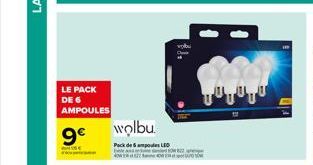 LE PACK DE 6 AMPOULES  9€  wolbu.  Pack de 6 ampoules LED  UTUTU 