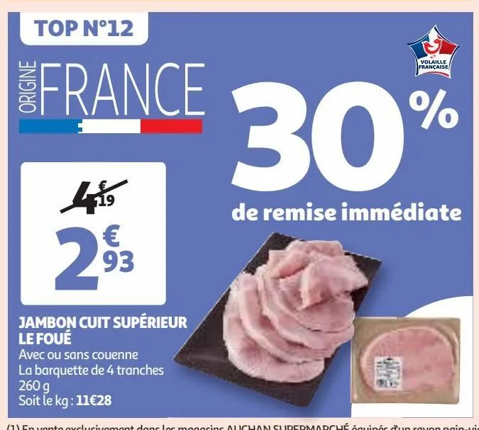 jambon cuit superieur le foué