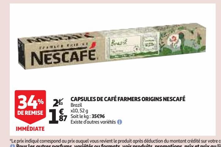 capsules de café farmers origins nescafe