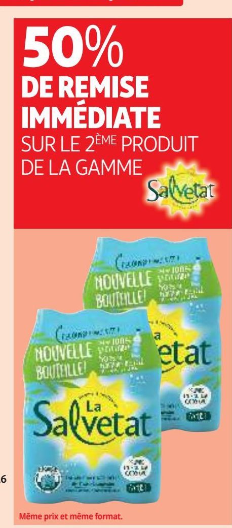 50% de remise immediate sur le 2eme produit de la gamme Le Salvetat