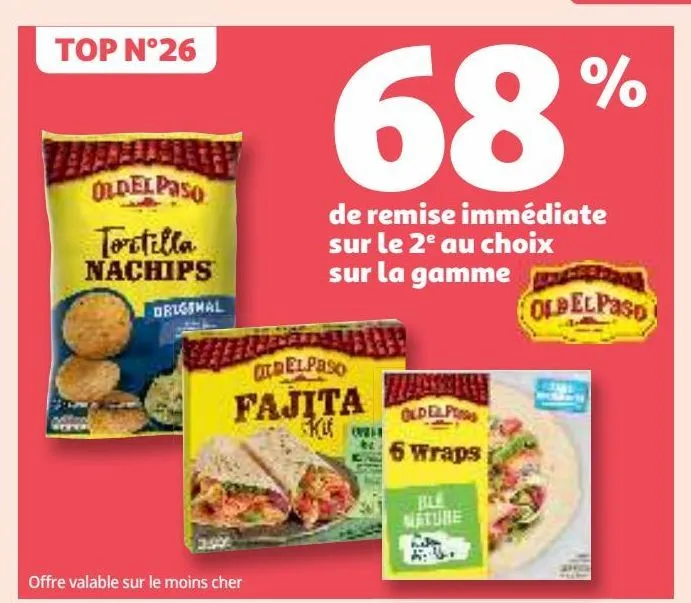 68% de remise immediate sur le 2e au choix sur la gamme old el paso