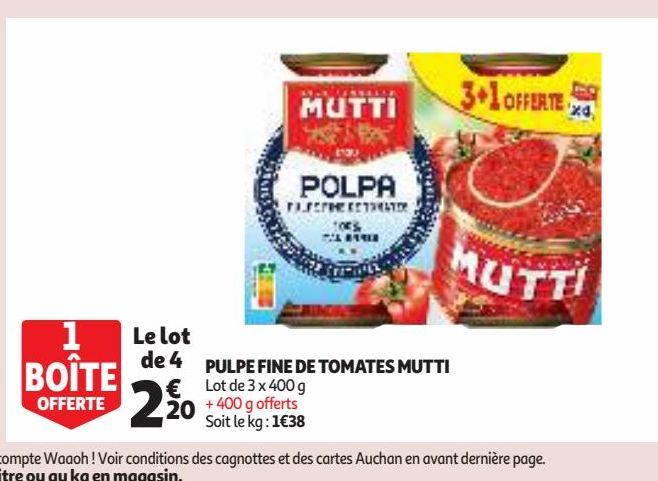 PULPE FINE DE TOMATES MUTTI