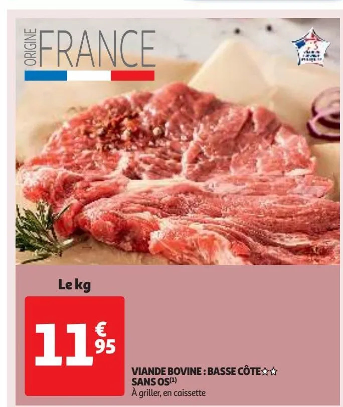 viande bovine : basse côte § § sans os(1)