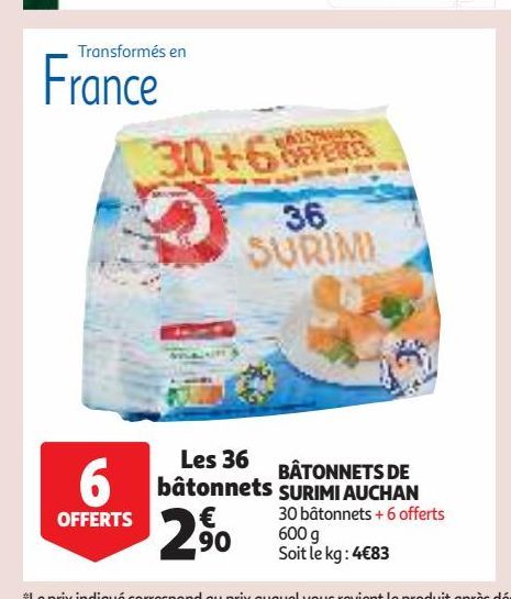 BÂTONNETS DE SURIMI AUCHAN