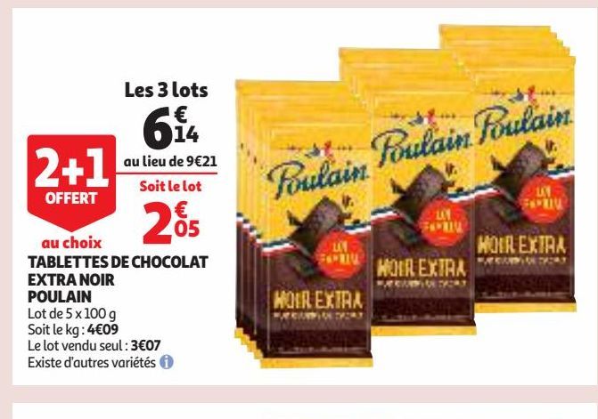 TABLETTES DE CHOCOLAT EXTRA NOIR POULAIN