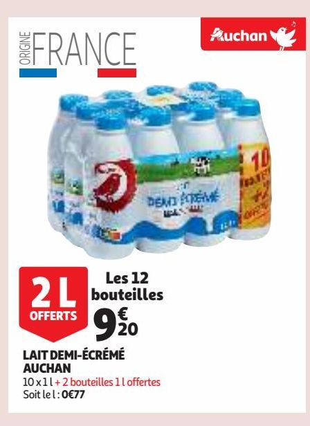 lait demi-écrémé Auchan