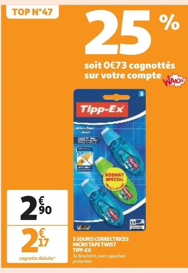 3 souris correctrices micro tape twist tipp-ex