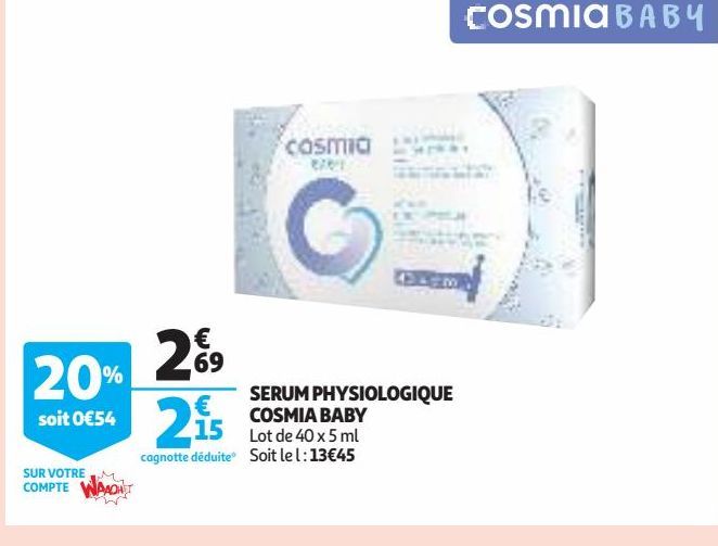 SERUM PHYSIOLOGIQUE COSMIA BABY