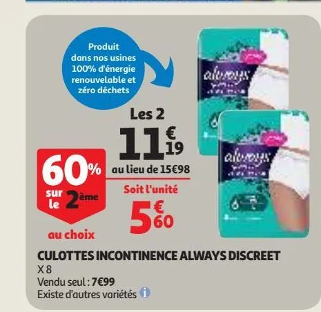 culottes incontinence always discreet