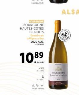 BOURGOGNE  BOURGOGNE HAUTES-CÔTES  DE NUITS Domaine de  la Vigne au Roy 2020 AOC 5614186  1089  Souple & Fr  Ka 2-3am  8-10°C  &&  Souple & Fru  20  Ka  BOURGOGNE les Comes Num 