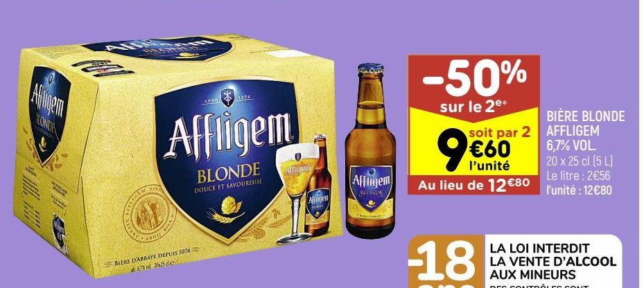 BIÈRE BLONDE AFFLIGEM 6,7% VOL.