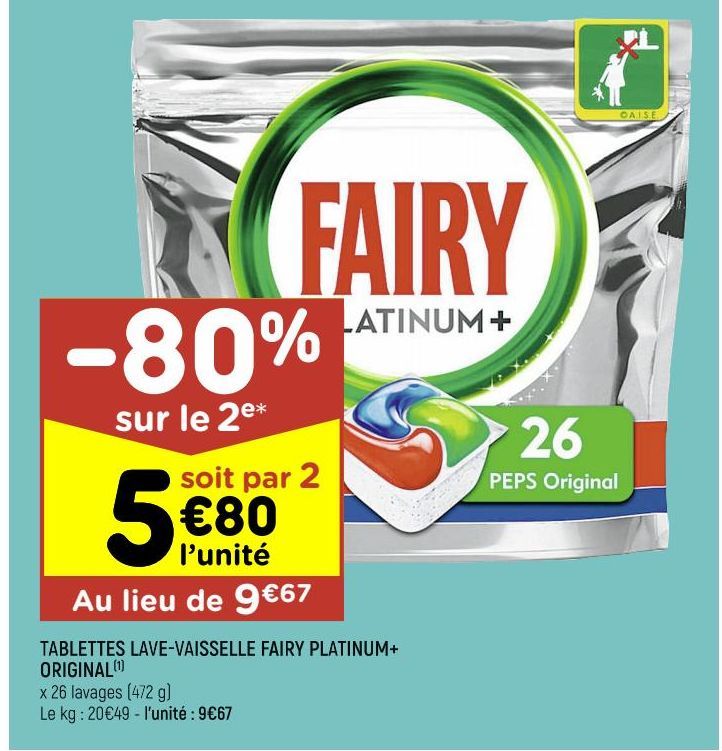 TABLETTES LAVE-VAISSELLE FAIRY PLATINUM+ ORIGINAL