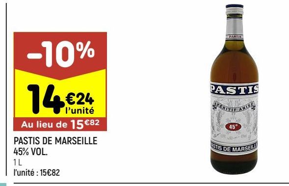 PASTIS DE MARSEILLE 45% VOL.