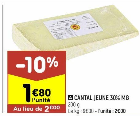 CANTAL JEUNE 30% MG