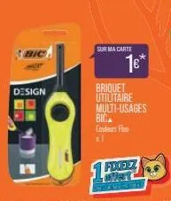 bic  design  sur ma carte  1e*  briquet utilitaire multi-usages bica couleurs fluo  freez 