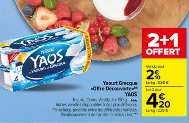 yaourt grecque offre decouverte yaos