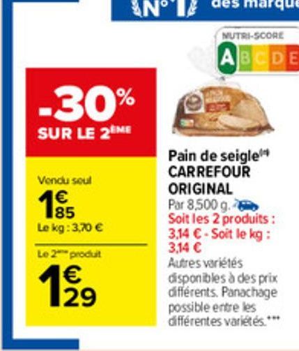 pain de seigle Carrefour Original