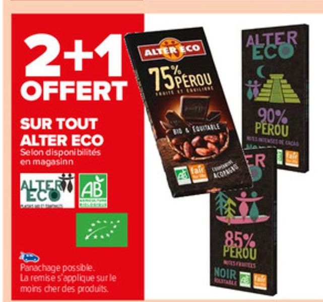 2+1 offert sur tout alter eco