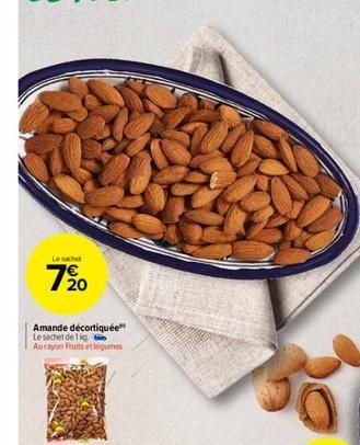 Le sachet  720  Amande décortiquée Lesachet de 1kg Aurayon Fruits et légumes 