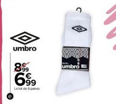 umbro  899  699  Le lot de 6 paires  umbro 