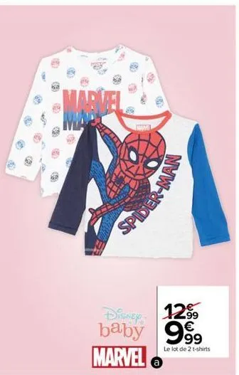 38  c  markel  spider  disney  1299 baby 999 €  le lot de 2 t-shirts  marvel 