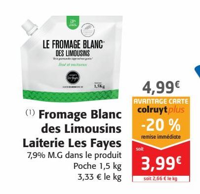 Fromage Blanc des Limousins Laiterie Les Fayes