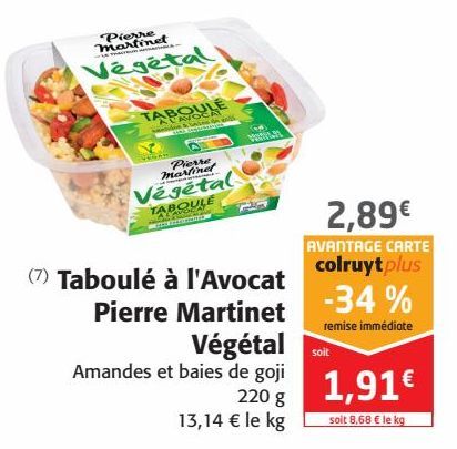 Taboulé à l'Avocat Pierre Martinet Vegétal 