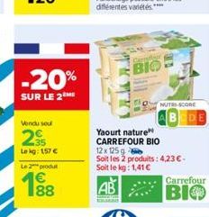 yaourt nature Carrefour